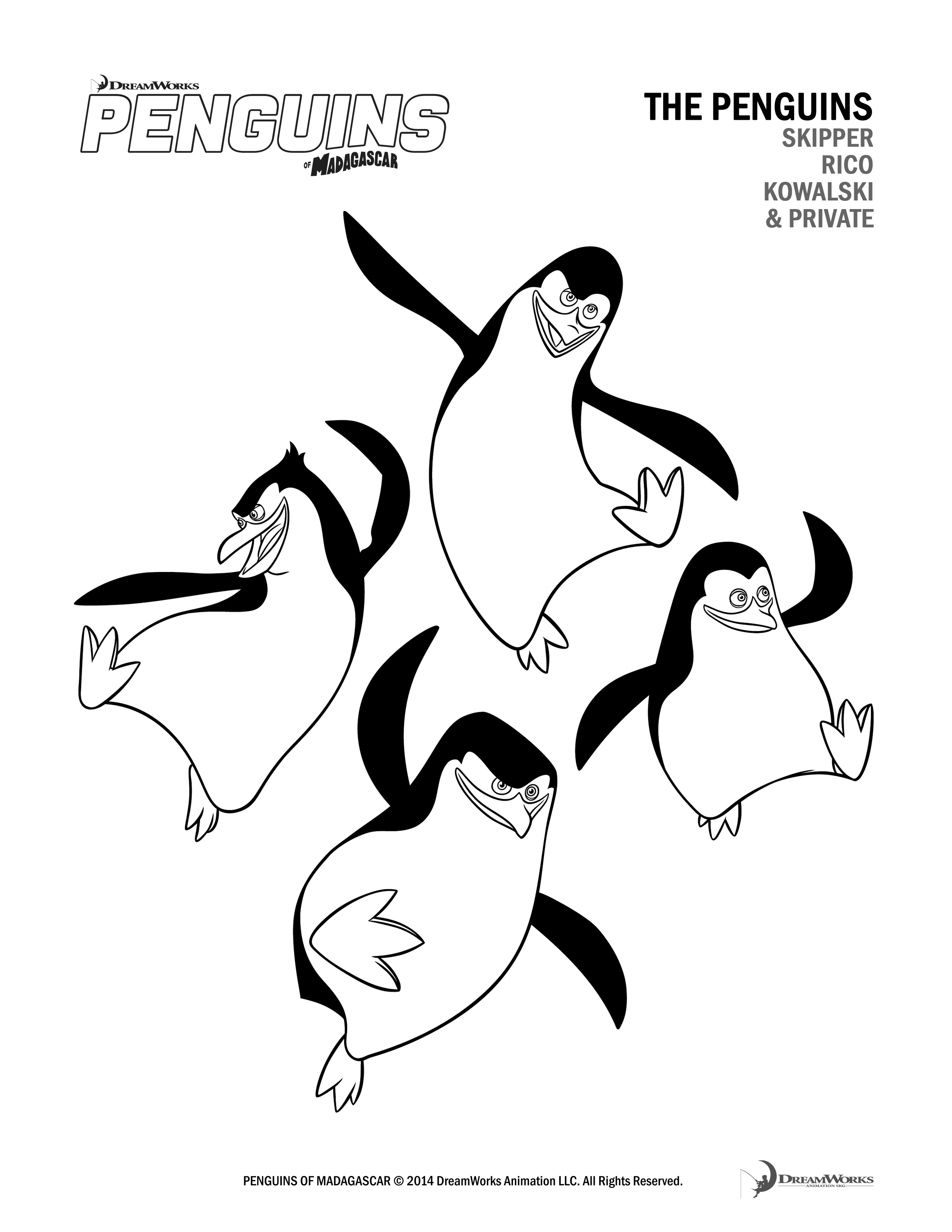 Free Penguins of Madagascar Coloring Pages and Activity Sheets